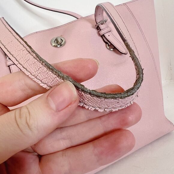 Coach Turnlock Tote In Blossom Light Pink Leather Tote Balletcore Coquette - Picture 9 of 12